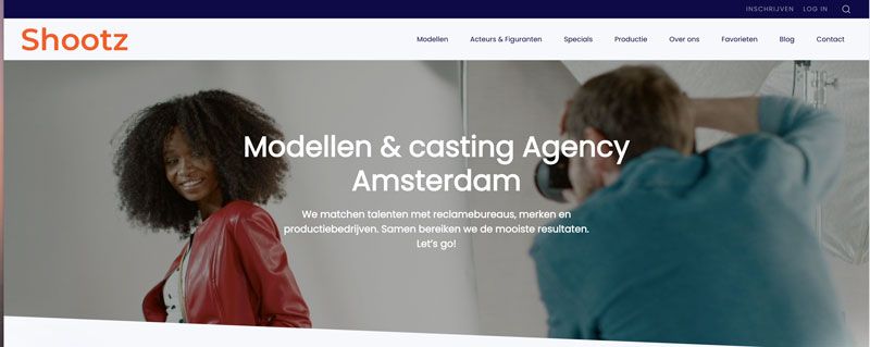 Bekijk shootz website als voorbeeld